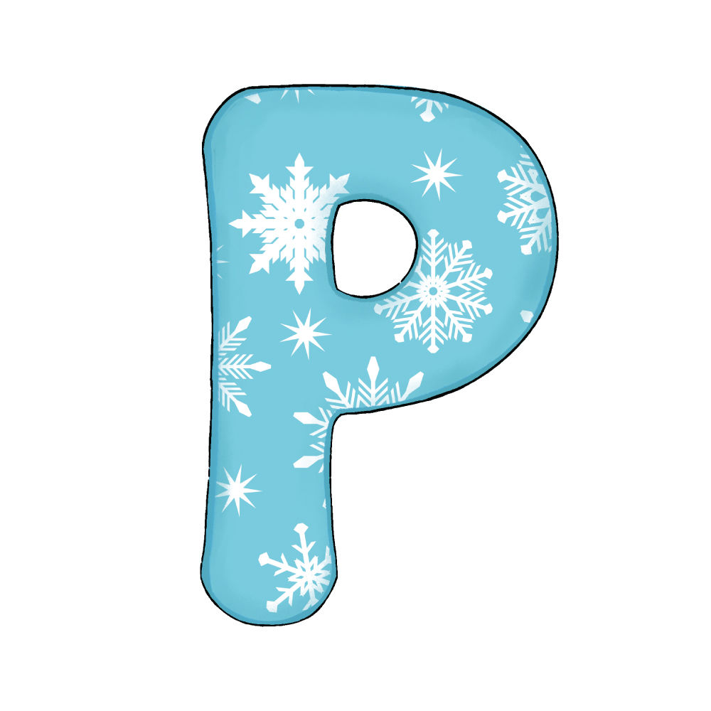 Lettera P Effetto Blue Snowflake