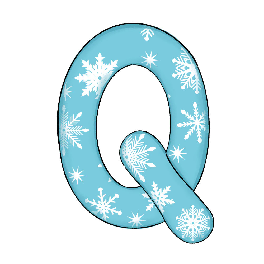 Lettera Q Effetto Blue Snowflake