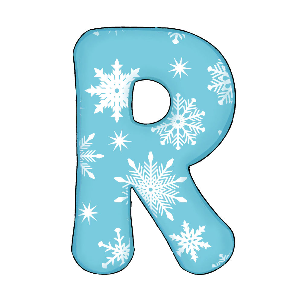 Lettera R Effetto Blue Snowflake
