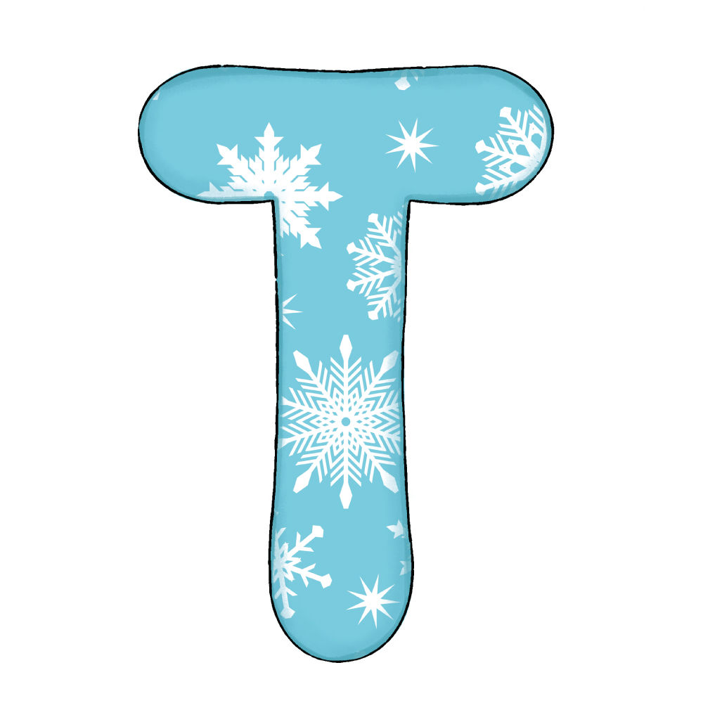 Lettera T Effetto Blue Snowflake