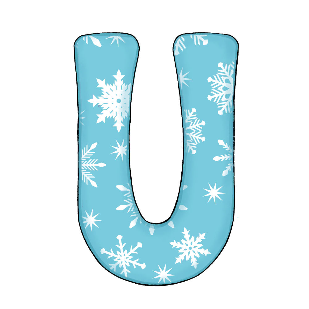 Lettera U Effetto Blue Snowflake