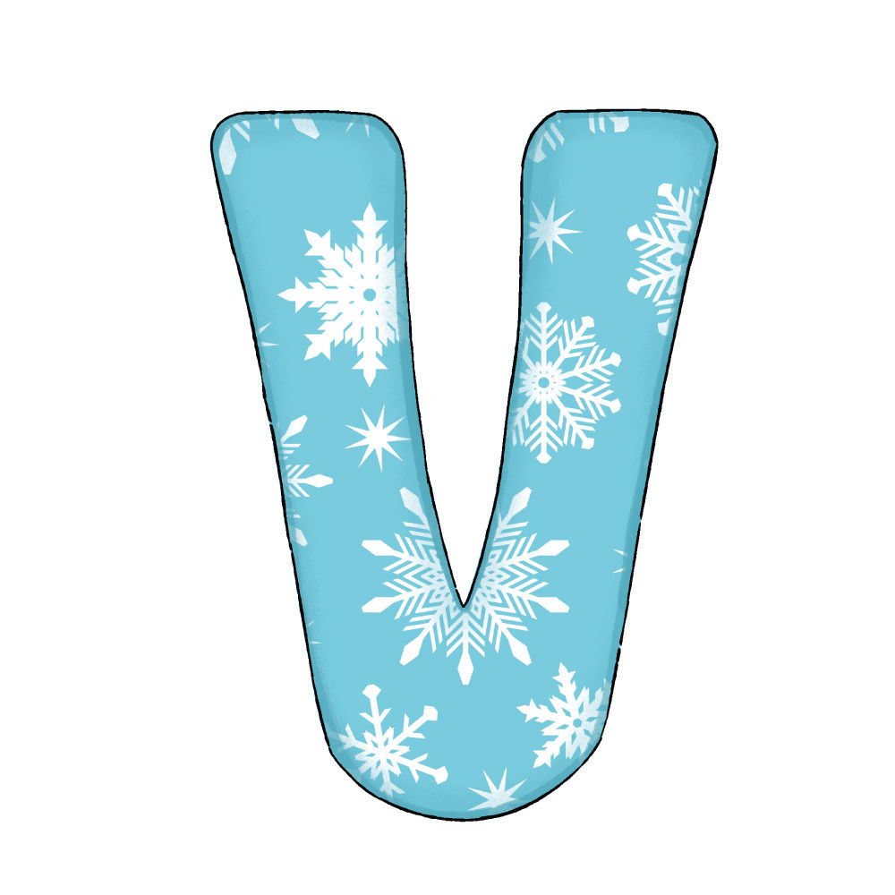 Lettera V Effetto Blue Snowflake