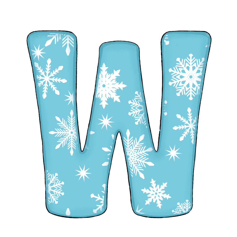 Lettera W Effetto Blue Snowflake