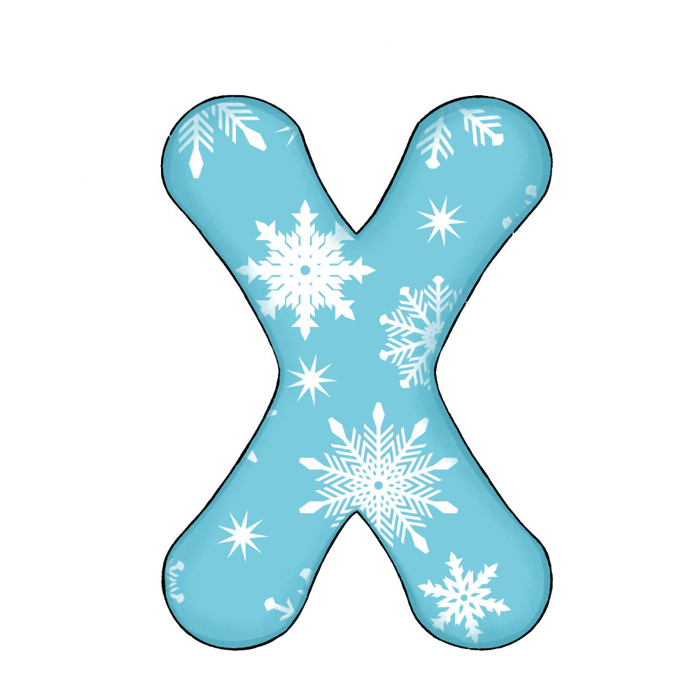 Lettera X Effetto Blue Snowflake