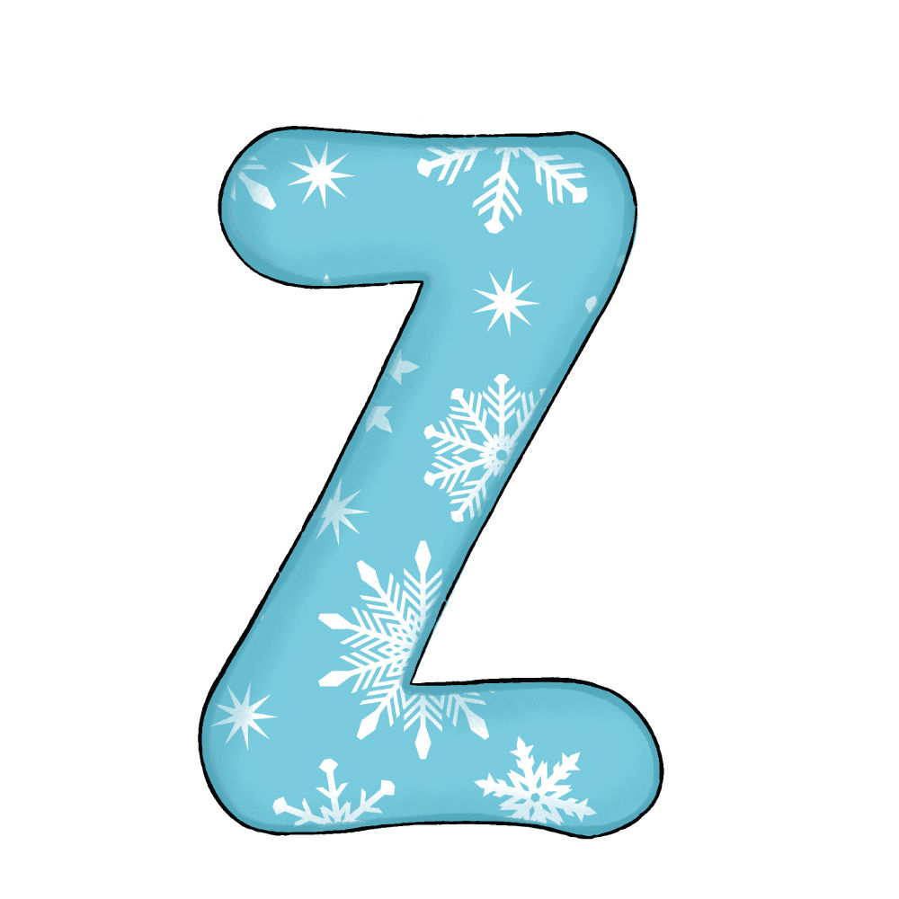 Lettera Z Effetto Blue Snowflake