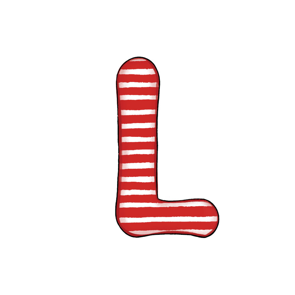 Lettera L Effetto Red Stripe