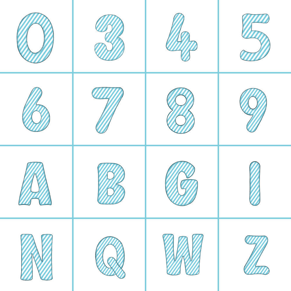 Numeri e Lettere in Polifoam Tema Natalizio Effetto Blue Stripe