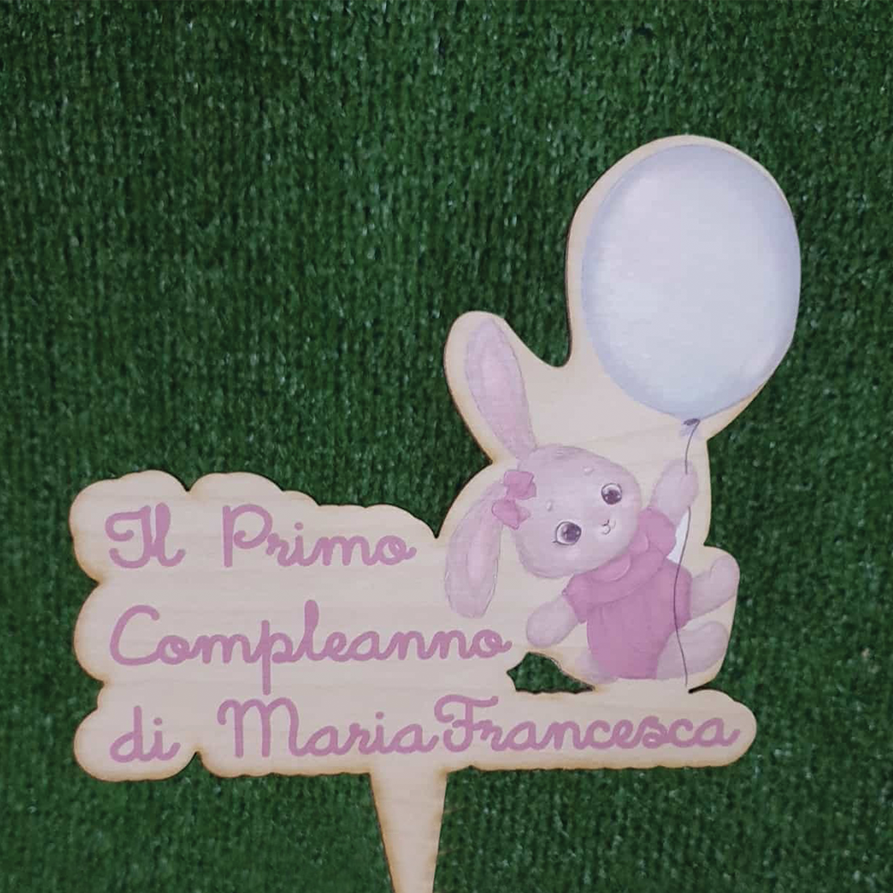 Cake Topper in Legno con stampa UV personalizzata
