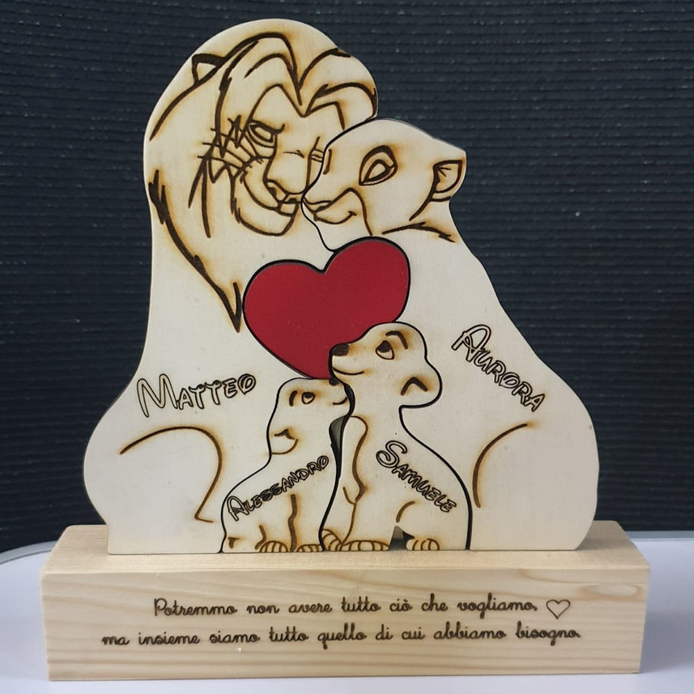Puzzle Famiglia Leoni in Legno Personalizzati