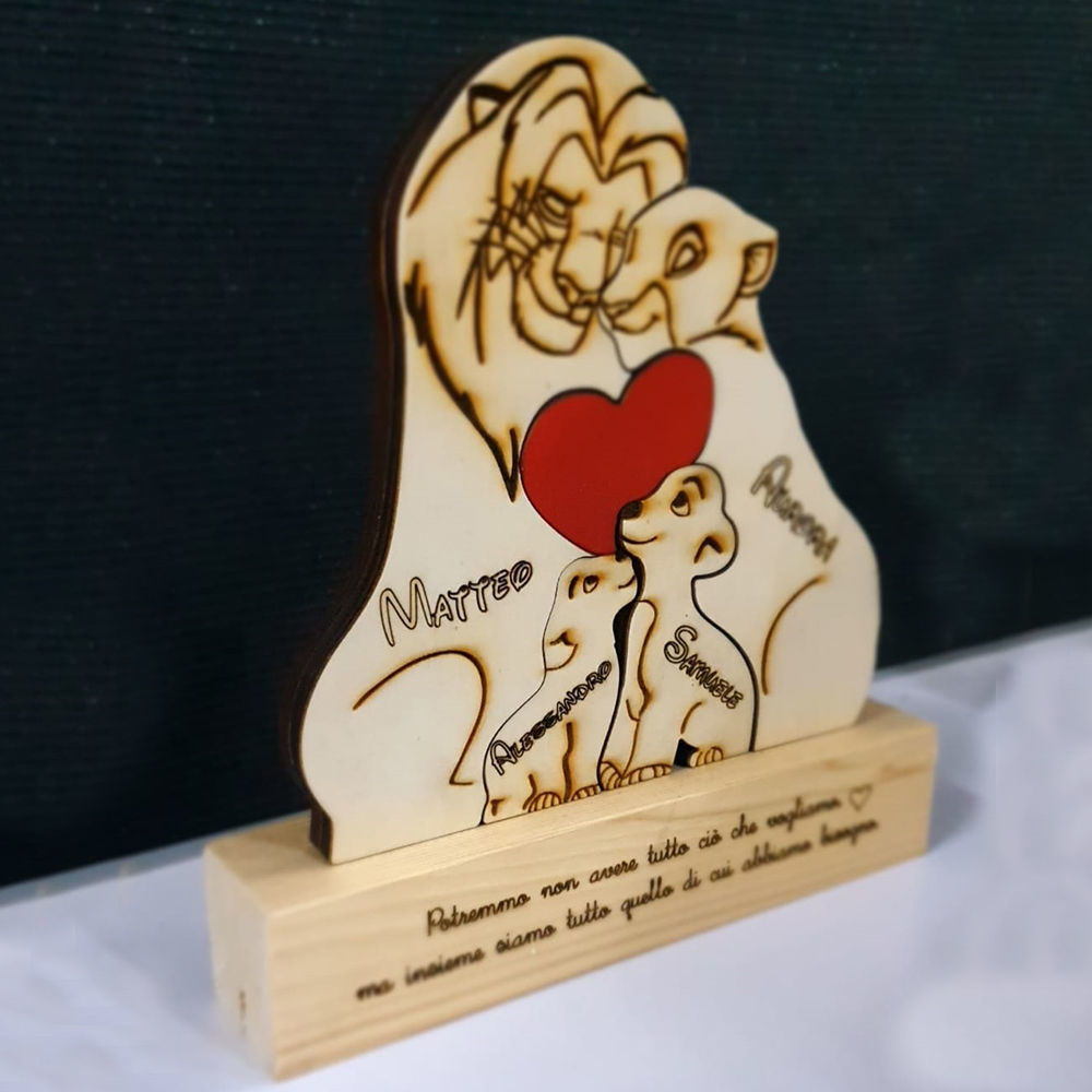 Puzzle Famiglia Leoni in Legno Personalizzati