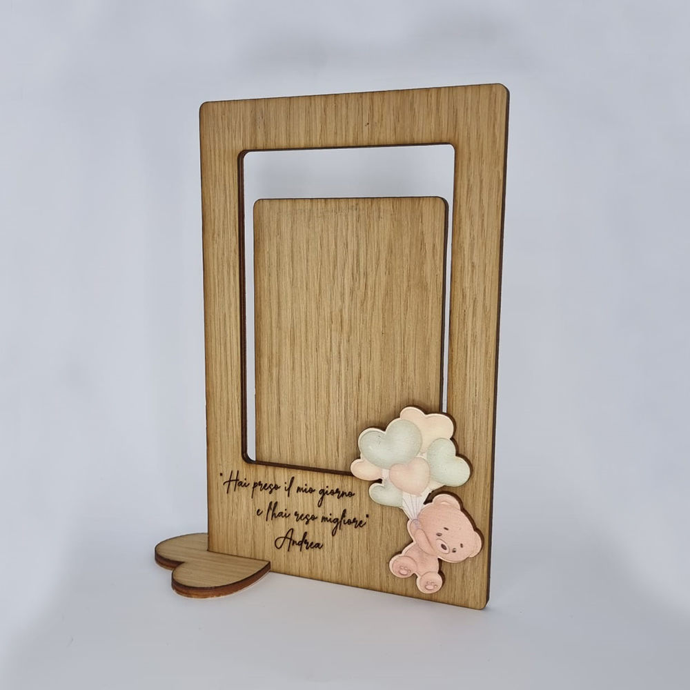 Cornice in legno con frase personalizzata e orsetto in 33-5