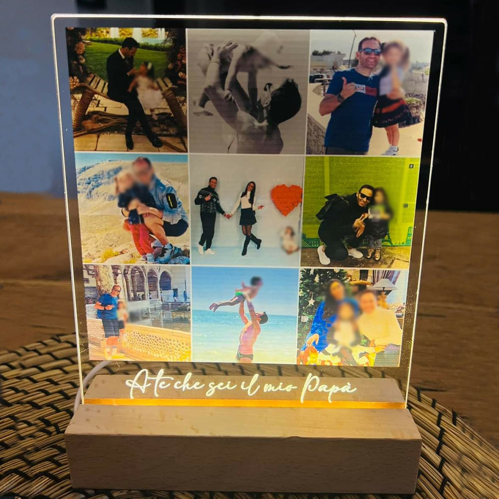 Lampada led in Plexiglass con foto e canzone