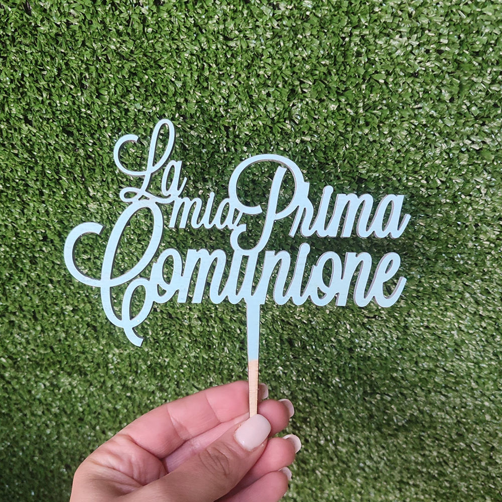 Cake Topper in Legno “La mia Prima Comunione” Verniciato