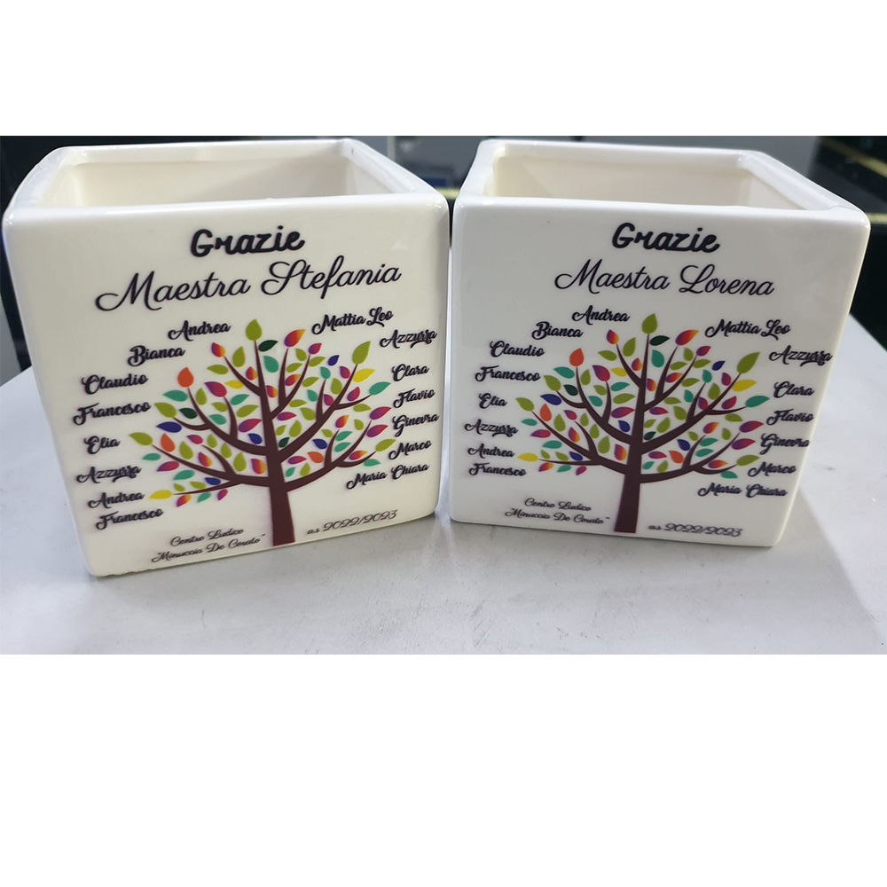 Vaso Quadrato in Ceramica con stampa UV