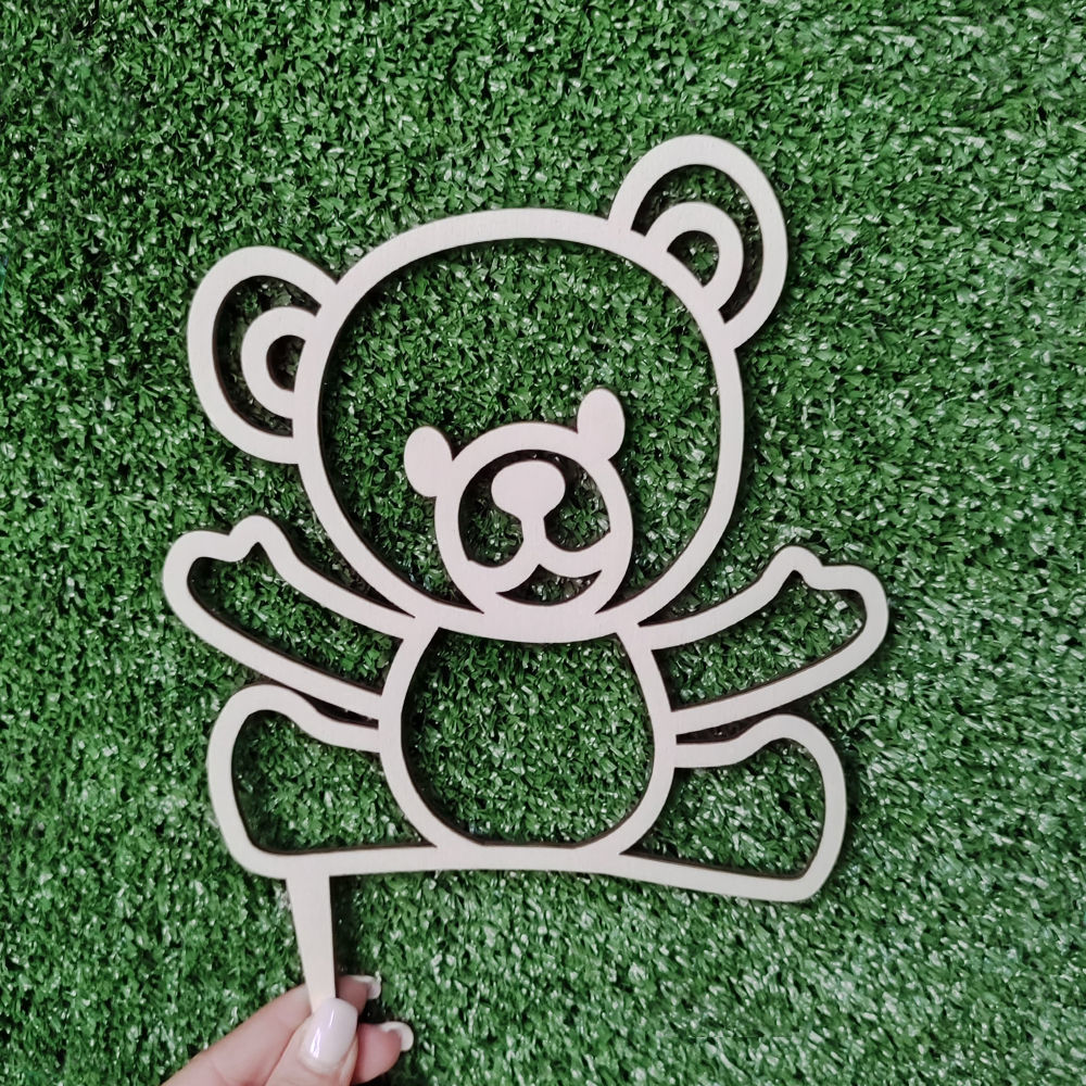 Cake Topper in Legno a forma di Orsetto