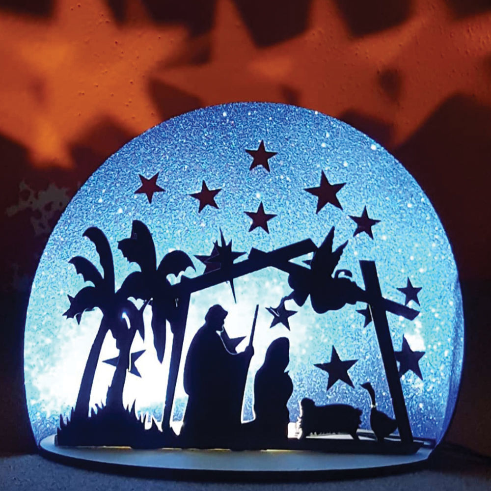 Lampada Natività in Legno con cielo stellato