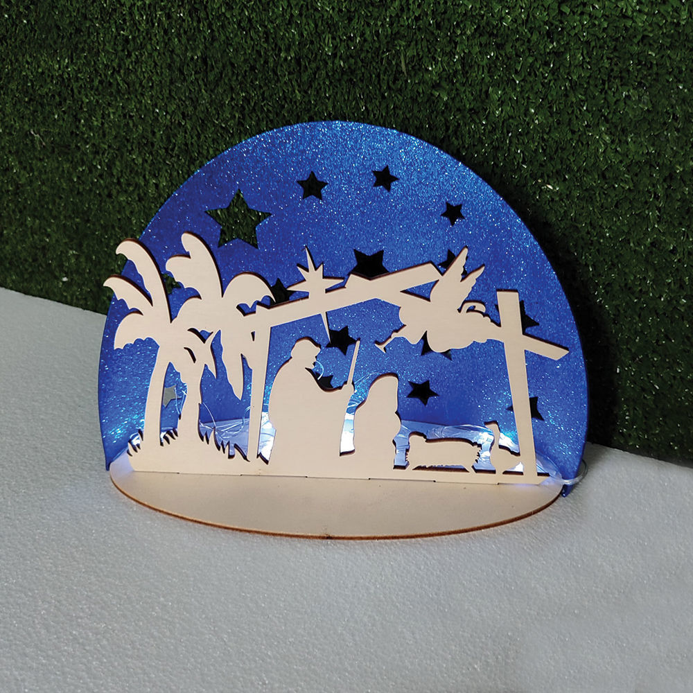 Lampada Natività in Legno con cielo stellato
