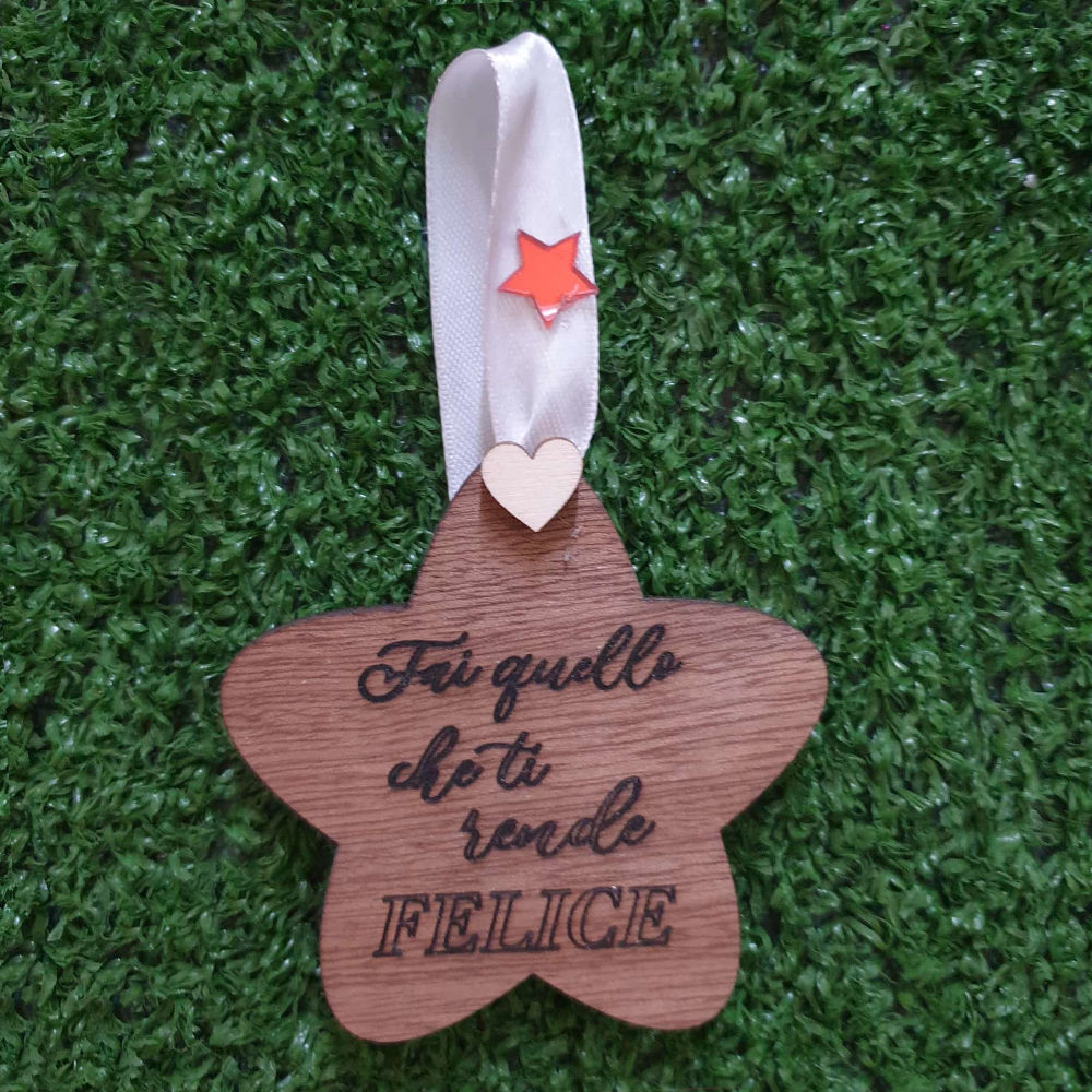 Decorazione Natalizia in Legno Ciliegio a forma di stella