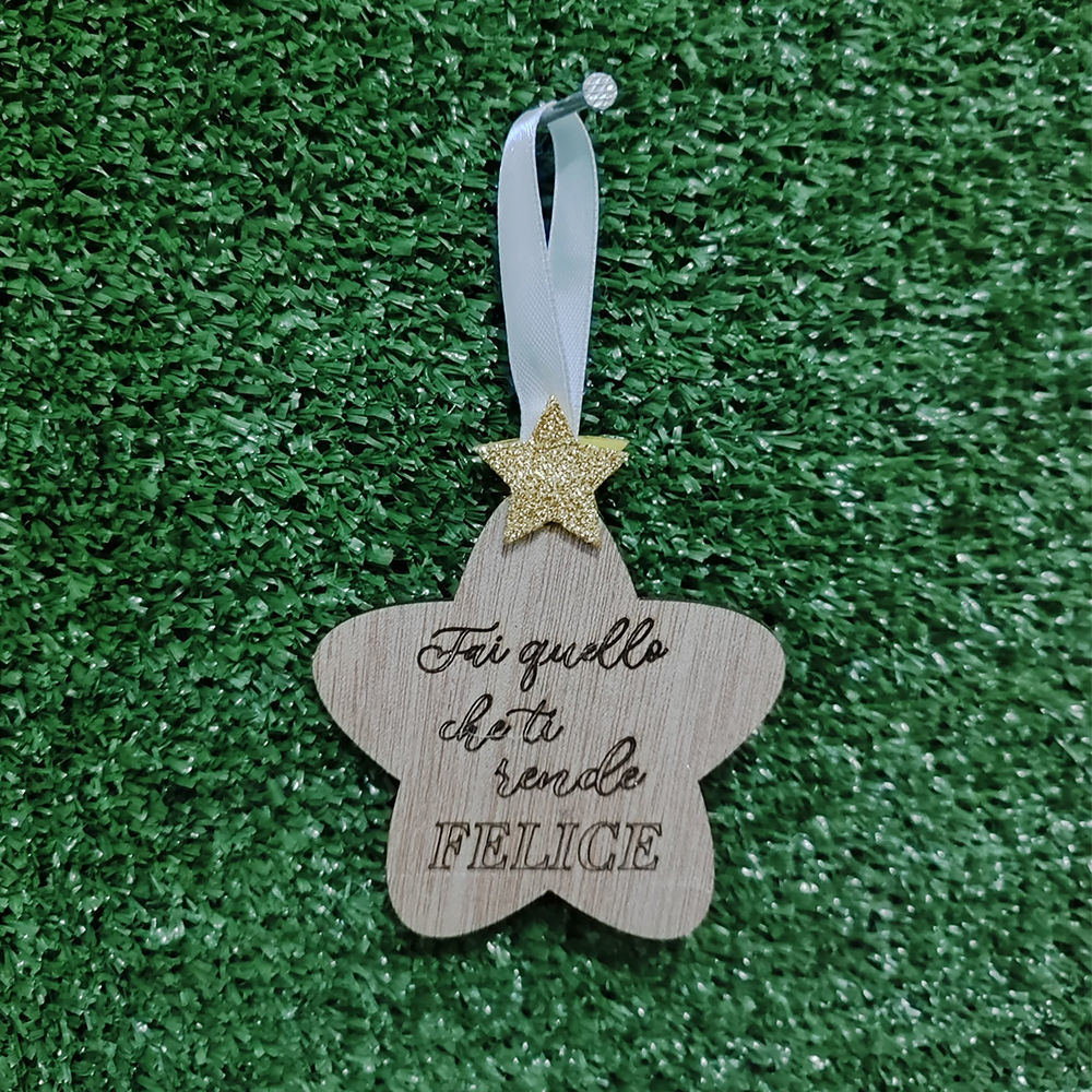Decorazione Natalizia in Legno Ciliegio a forma di stella