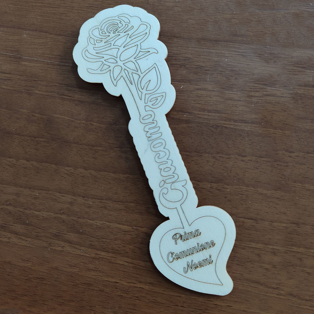 Segnalibro in Legno Prima Comunione con Rosa