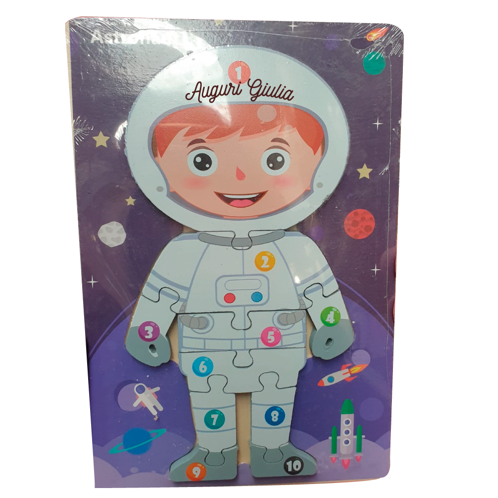 Puzzle con Numeri con disegno di Astronauta - Gioco Didattico