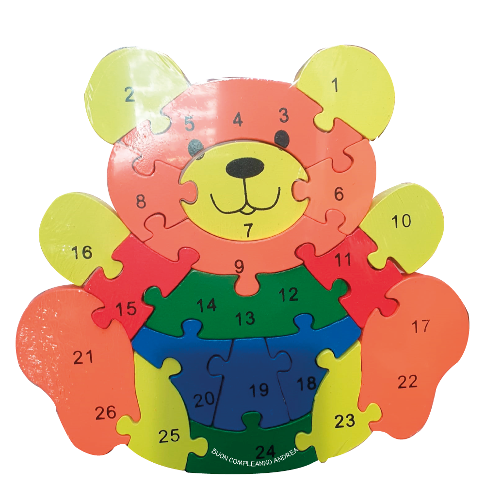 Puzzle con Numeri a forma di Orsetto - Gioco Didattico
