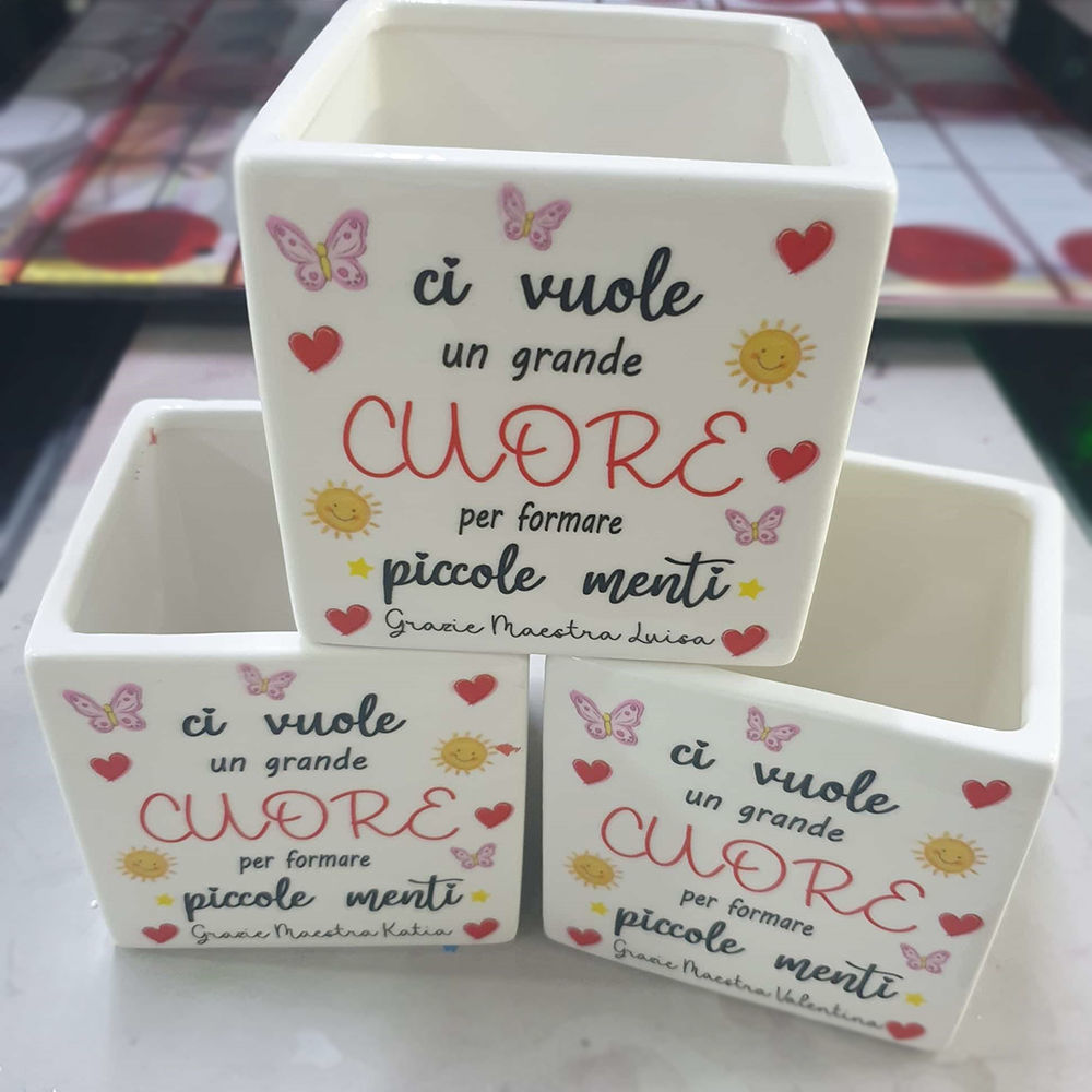 Vaso Quadrato in Ceramica con stampa UV